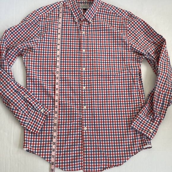 J. Crew Red and Blue Gingham Casual Button Down Shirt Medium 2 Ply 100% Cotton - Picture 14 of 15